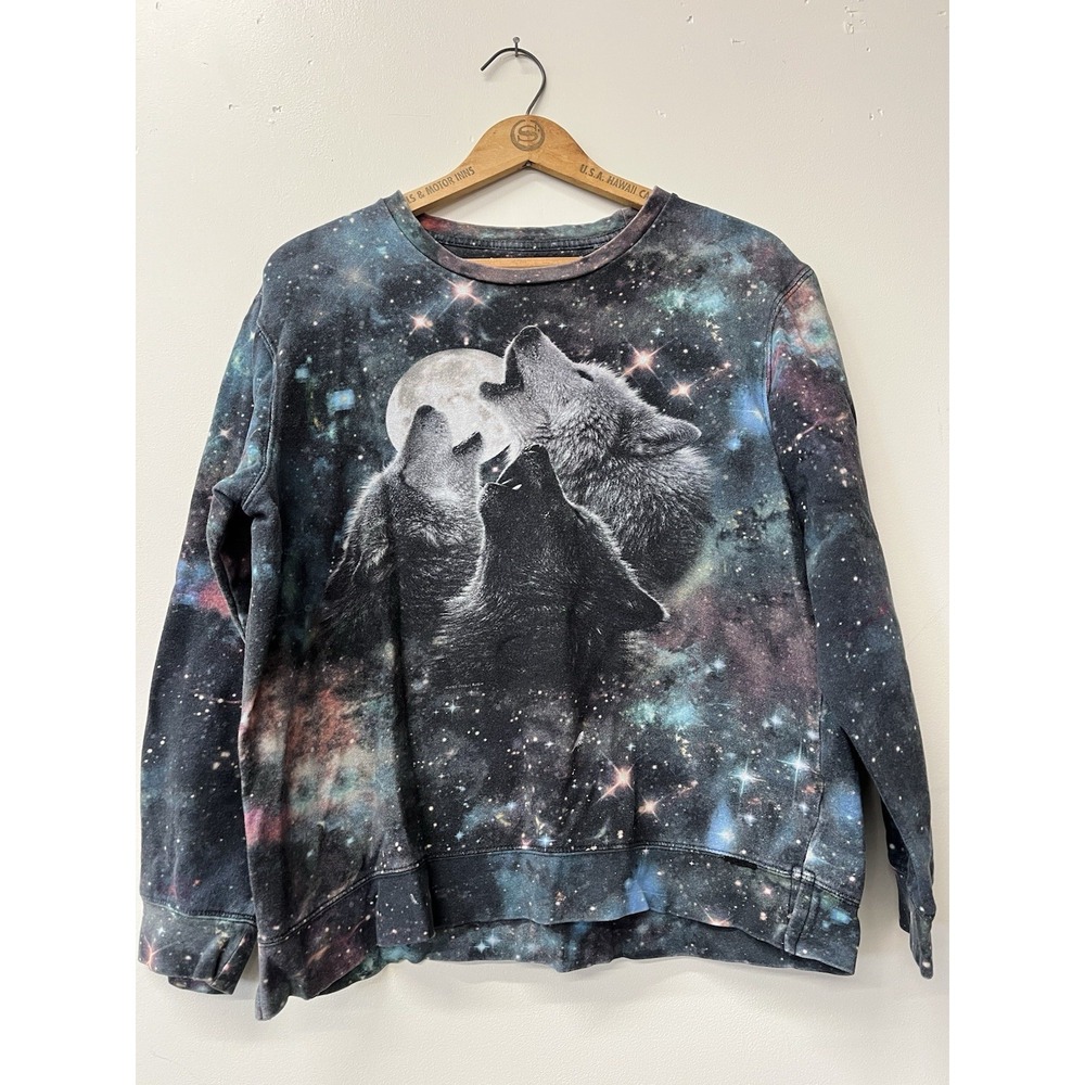 The Mountain On The Byas All Over Print Galaxy Wolf Sweatshirt Aop Large